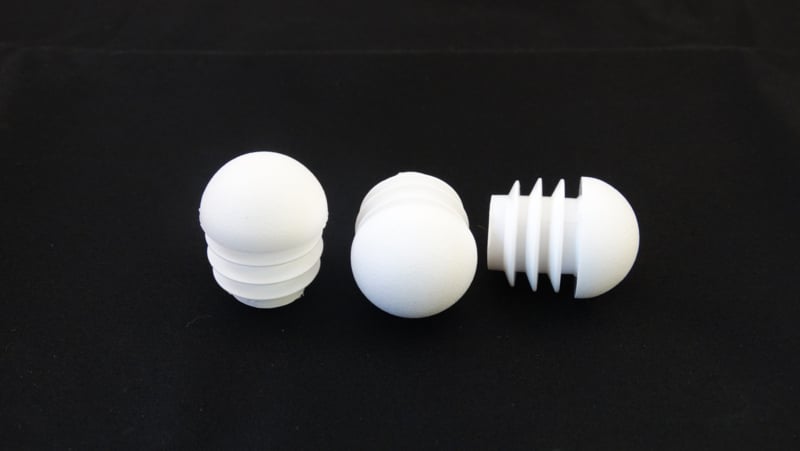 Domed impact end cap for round tubes 25mm, white