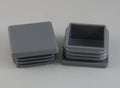 Square insert cap, flat head, 25x25mm, grey RAL 7040