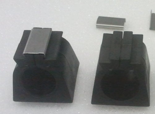 Buisframe klemvoetje 25mm zwart
