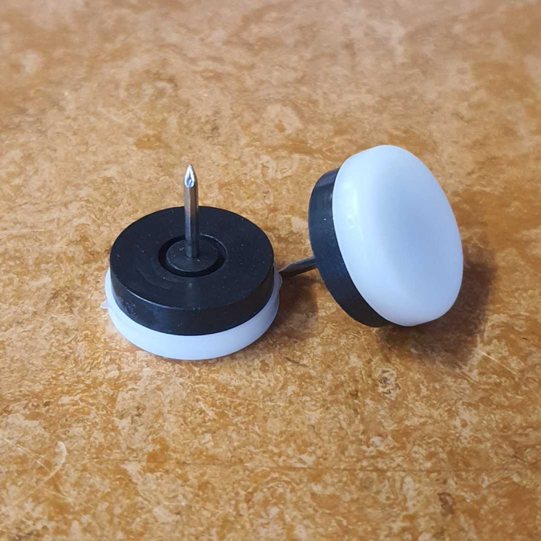 Glijnagel kunststof, 25mm, naturel (wit), met dempring